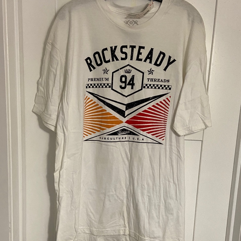 RockSteady Men's White and Red Graphic Tee New SZ 2X
